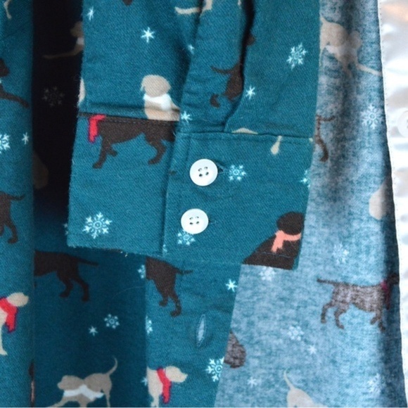 LAZY MONDAYS Soft Brushed Cotton Long Sleep Shirt ‘Labs in Scarves’, Medium‎ - Picture 8 of 11